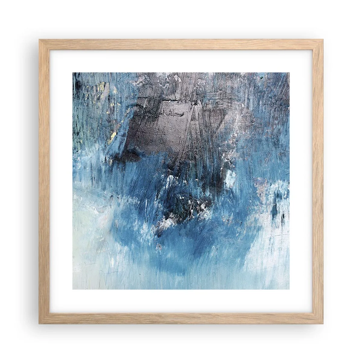 Plakát v rámu světlý dub - Rapsodie v modrém - 40x40 cm