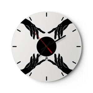Nástěnné hodiny - Černé ruce obklopující tmavý kruh na světlém pozadí - 30x30cm - Tajné znamení - Moderní nástěnná dekorace do obývacího pokoje, kuchyně a ložnice ARTTOR
