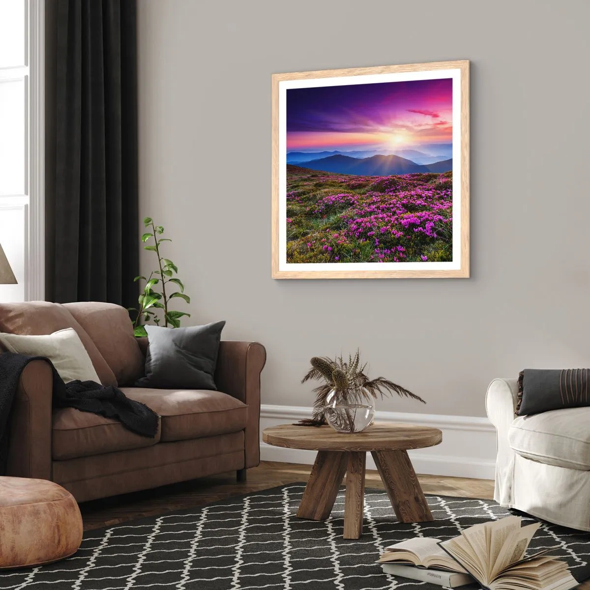 Plakát v rámu světlý dub - Zavoněly svěží pupeny bylinek z obilných polí - 50x50 cm