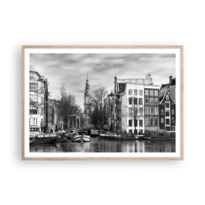 Plakát v rámu světlý dub - Amsterdamské vibrace - 100x70 cm