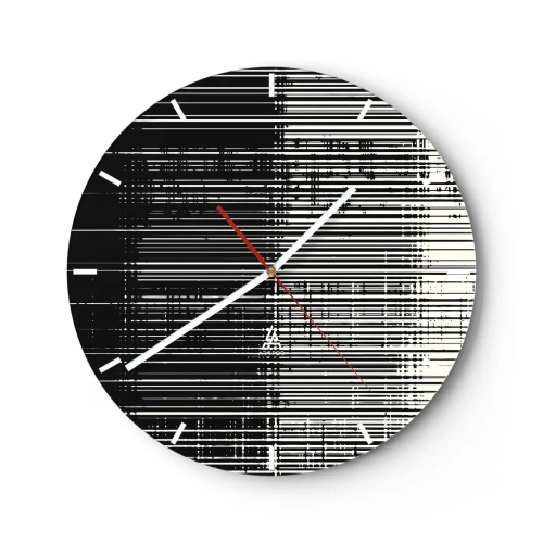 Nástěnné hodiny - Černobílé pruhy vytvářející efekt vln a vibrací - 30x30cm - Vlny a vibrace - Moderní nástěnná dekorace do obývacího pokoje, kuchyně a ložnice ARTTOR