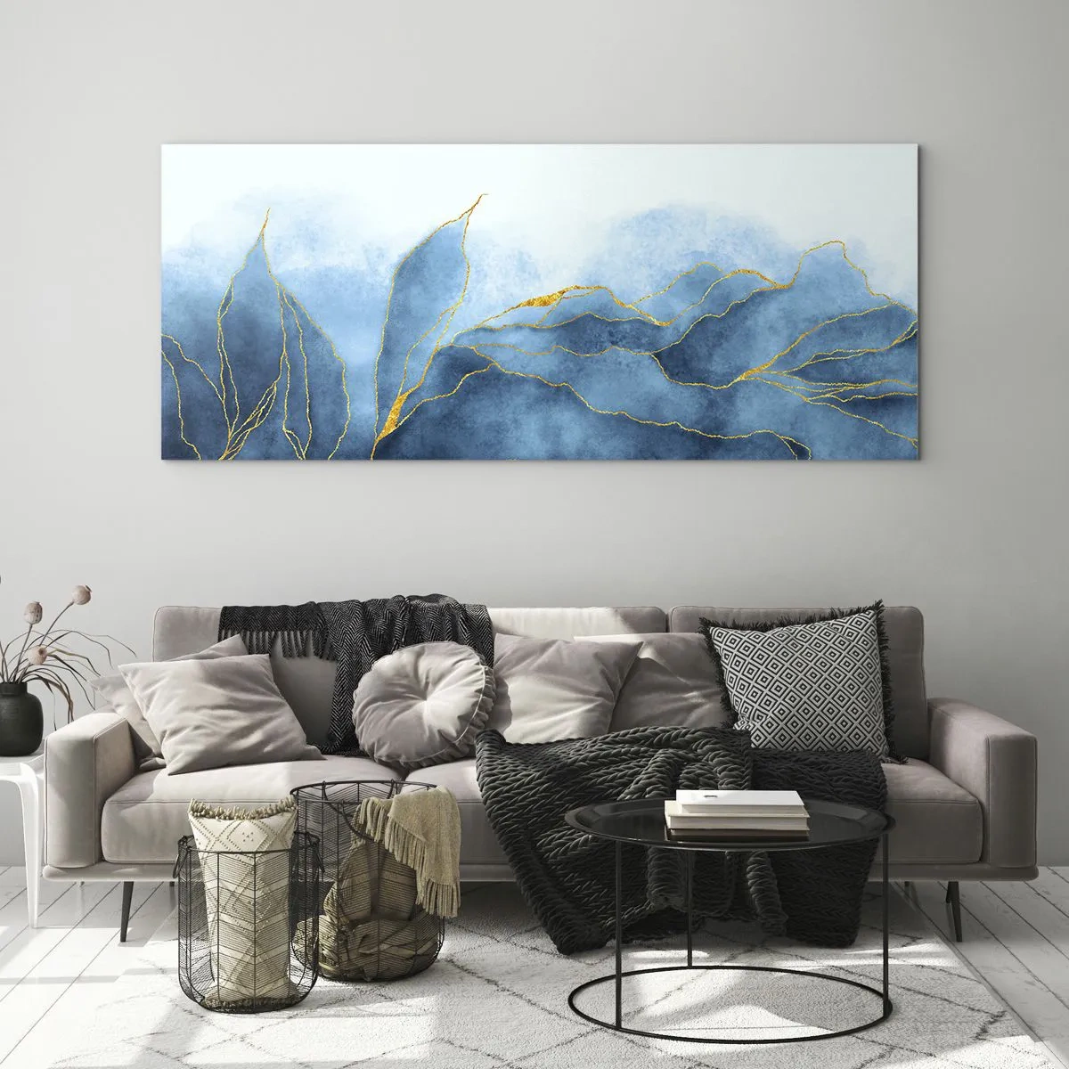 Obraz na skle - Blankyt ve zlatě - 160x50 cm