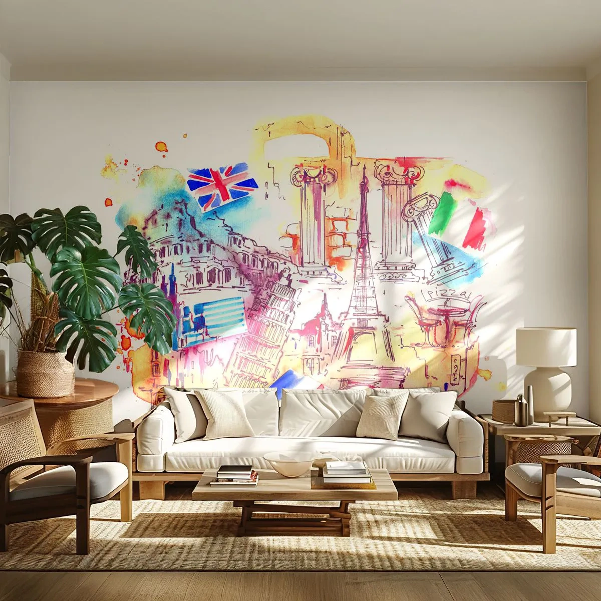 Fototapeta Samolepicí Deluxe Sticker - Evropské turné - Abstrakce, Cestování, Kufr - 250x175 cm