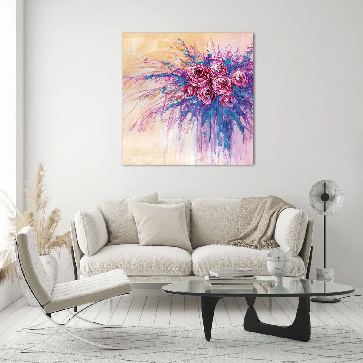 Obraz na skle - Růžová fontána - 70x70 cm