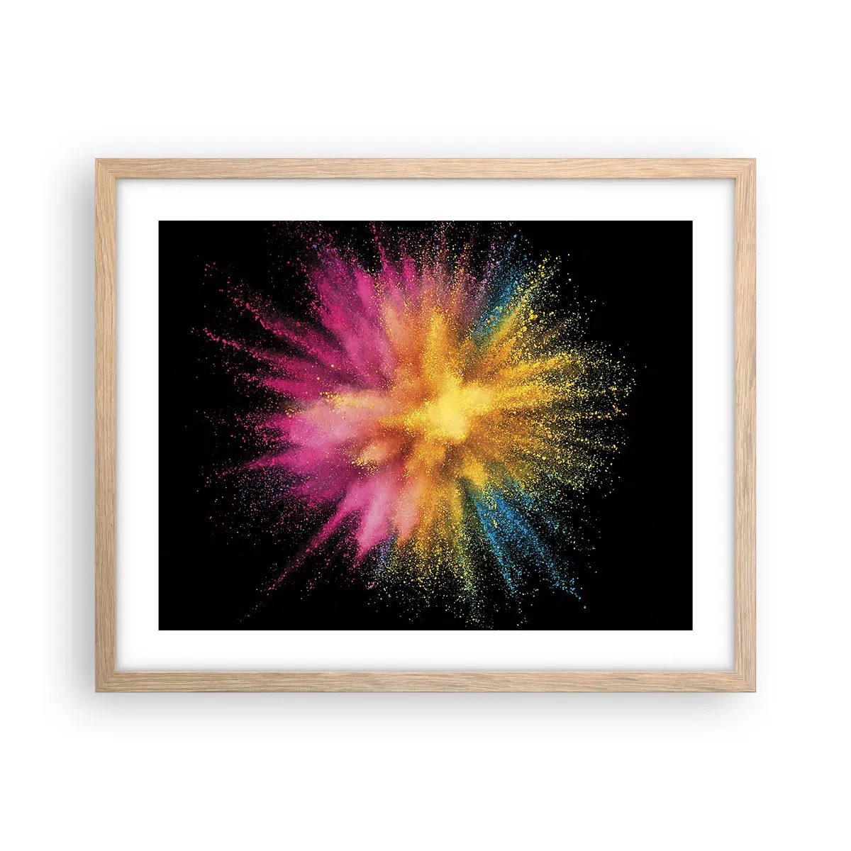 Plakát v rámu světlý dub - Zrození barev  - 50x40 cm