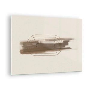 Obraz na skle - Abstrakce v odstínech hnědé s minimalistickým vzorem - 70x50cm - Závan šedi - Moderní nástěnná dekorace do obývacího pokoje a ložnice ARTTOR