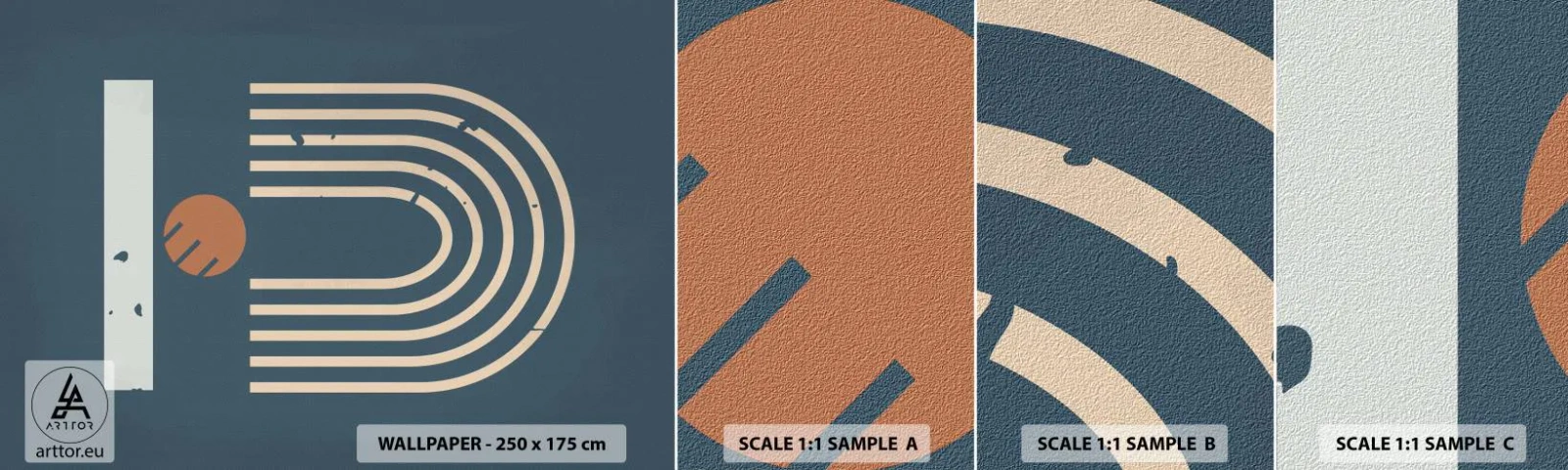 Vzor Fototapety Samolepicí Deluxe Sticker - Geometrie v námořnické modři - Abstrakce, Kus, Grafika - 100x30 cm