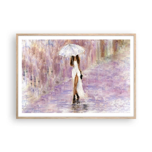 Plakát v rámu světlý dub - V liliovém dešti - 100x70 cm