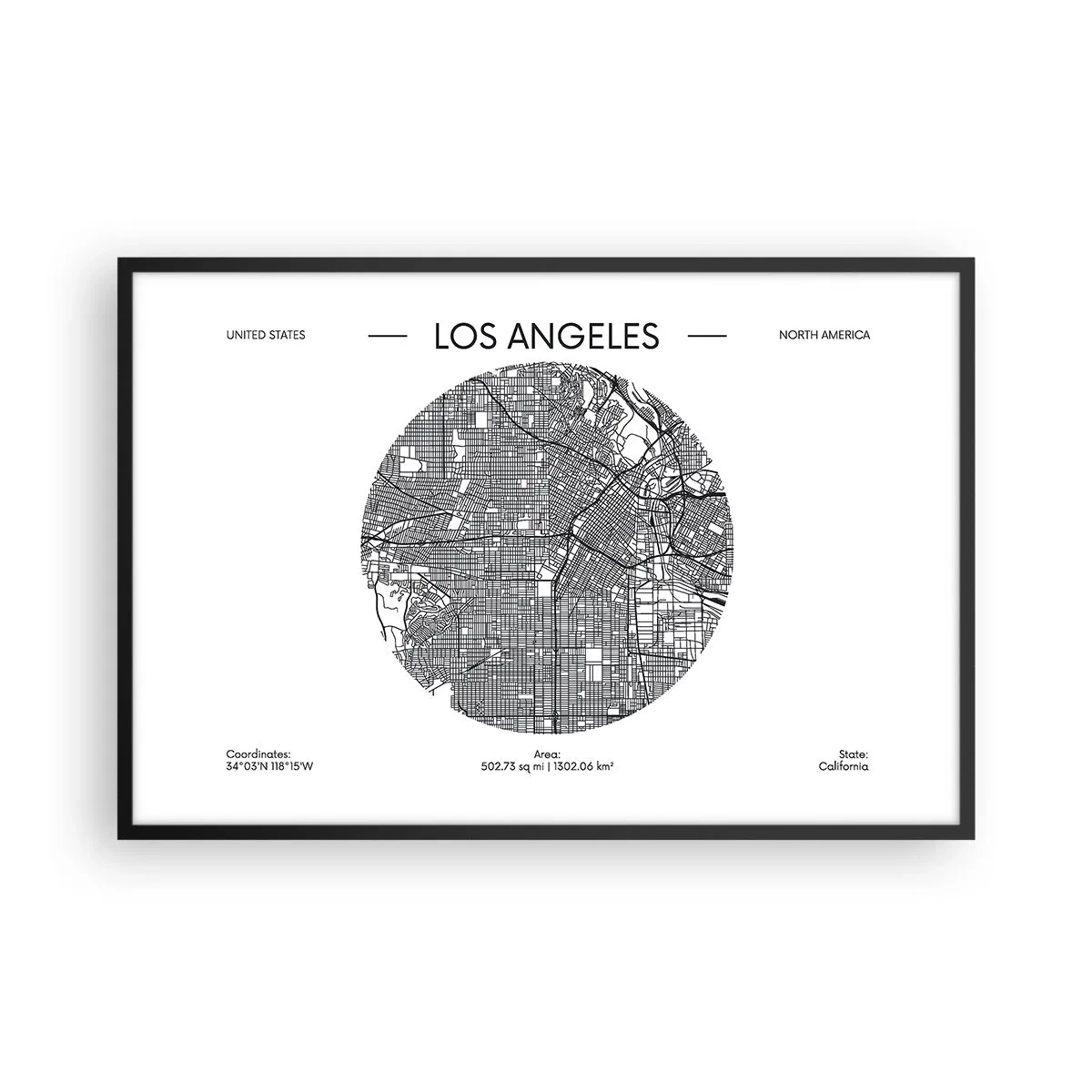 Plakát v černém rámu - Anatomie Los Angeles - 91x61 cm