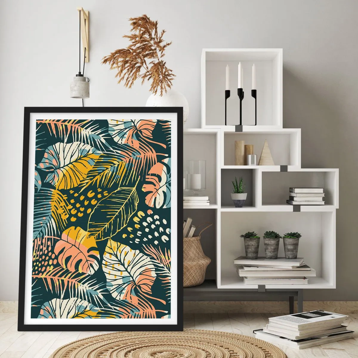 Plakát v černém rámu - Listová fantazie - 40x50 cm