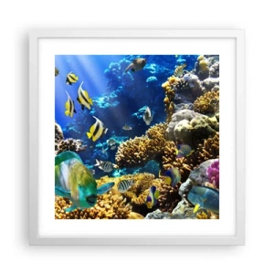 Plakát v bílém rámu - Velký provoz na prázdninové stezce - 40x40 cm