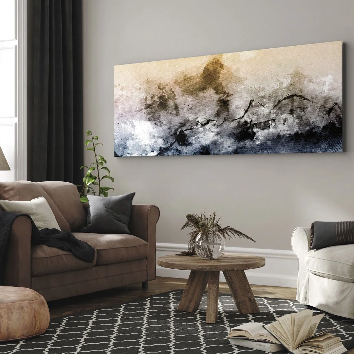 Obraz na plátně - Ponořené do mračna mlhy - 160x50 cm