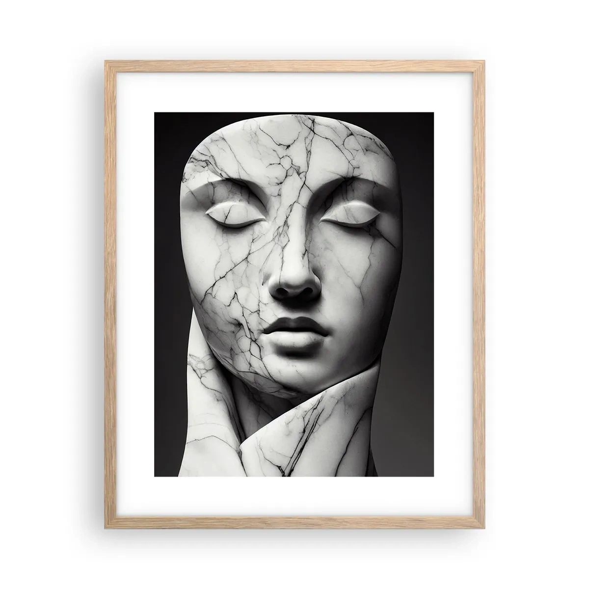 Plakát v rámu světlý dub - Mramorové tvary - 40x50 cm