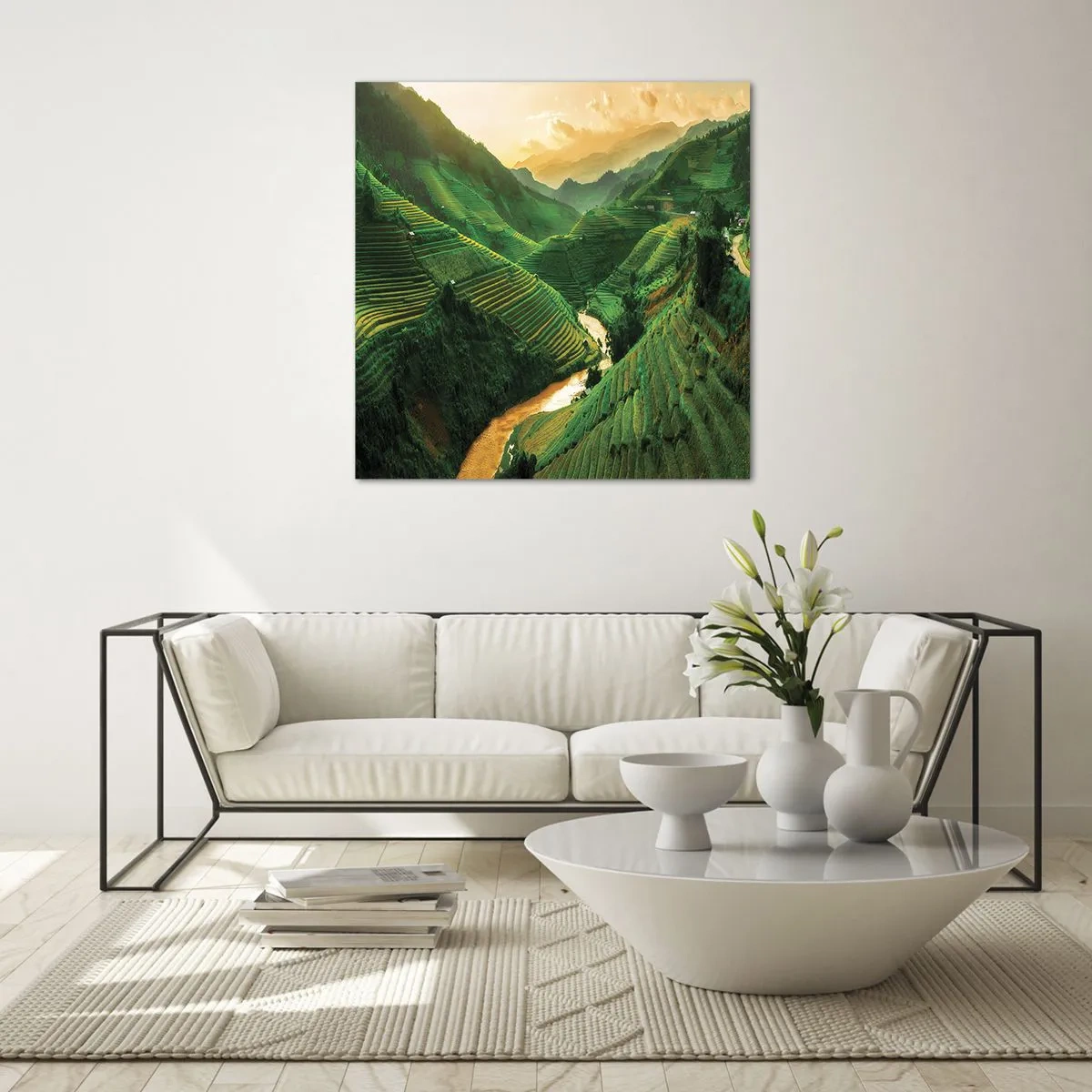 Obraz na skle - Vietnamské údolí - 60x60 cm