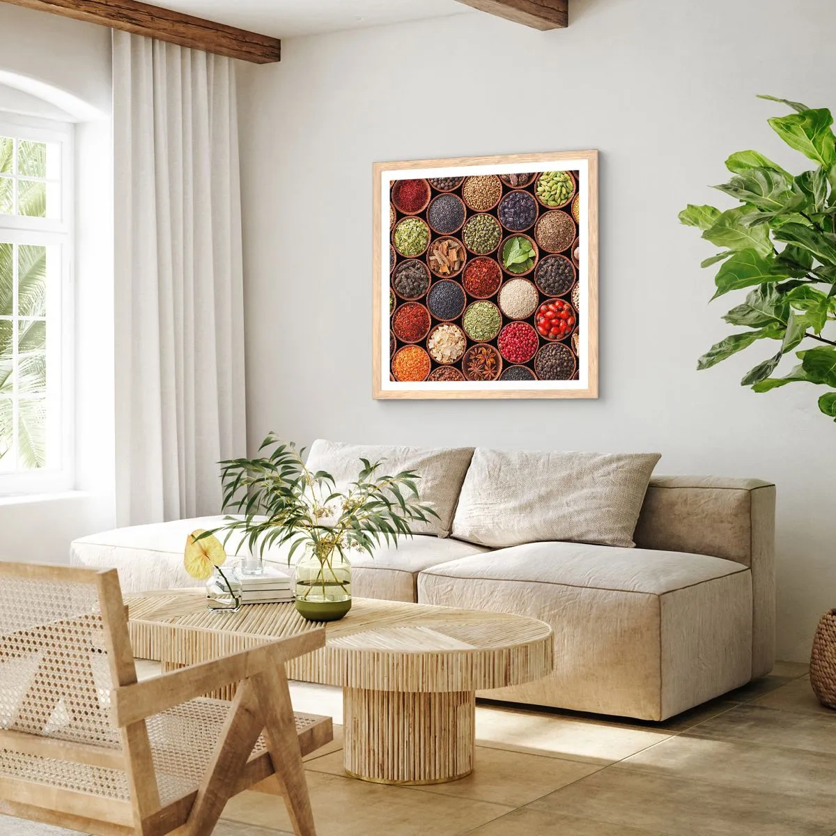 Plakát v rámu světlý dub - Všechny chutě světa - 50x50 cm