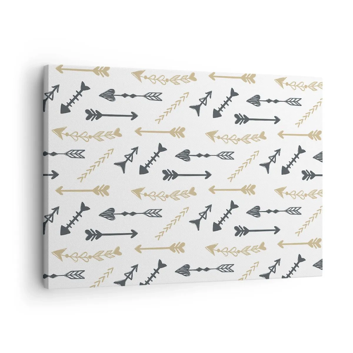 Obraz na plátně - Minimalistický vzor se šipkami v béžové a šedé barvě. - 70x50cm - Sen lučišníka - Moderní nástěnná dekorace do obývacího pokoje a ložnice ARTTOR