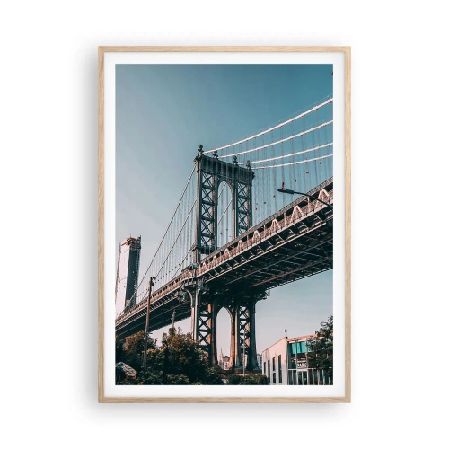 Plakát v rámu světlý dub - Nad vlnami města - 70x100 cm