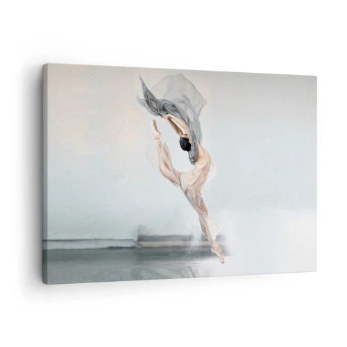 Obraz na plátně - Tanečník v dynamickém pohybu na světlém pozadí - 70x50cm - V tanečním vytržení - Moderní nástěnná dekorace do obývacího pokoje a ložnice ARTTOR