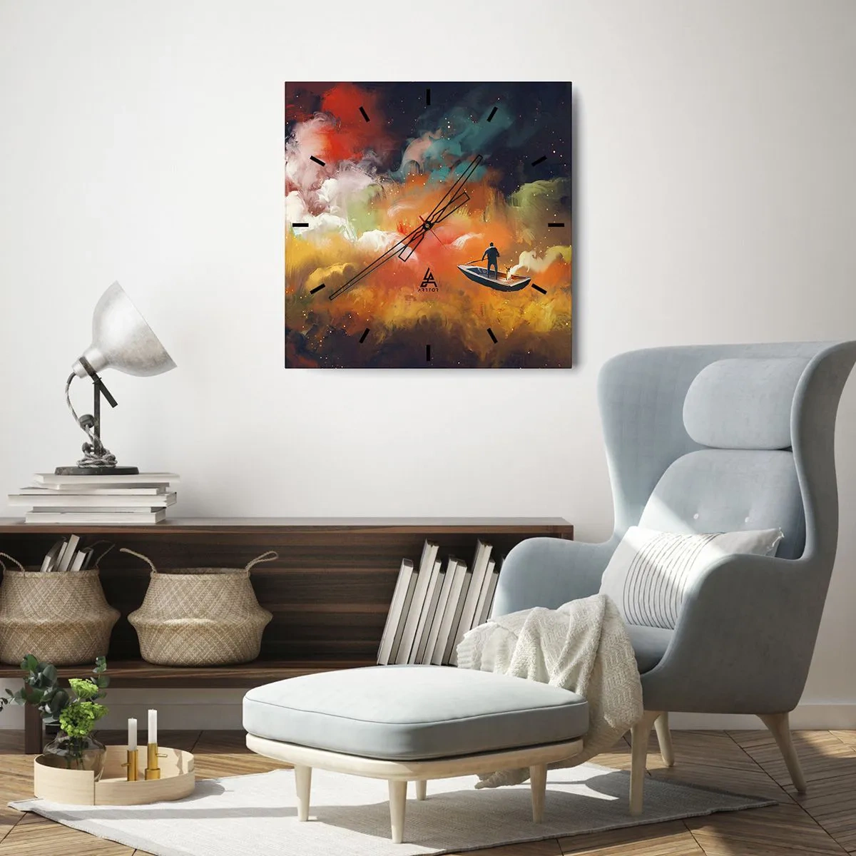 Nástěnné hodiny - Lodí galaxií - 40x40 cm