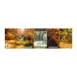 Fototapeta Vzorek Standard Eco - Lesní vodopád ve zlaté - Krajina, Vodopád, Thajsko - 100x30 cm