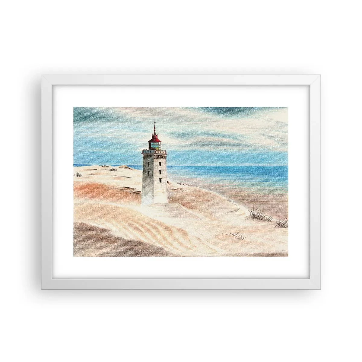 Plakát v bílém rámu - Vždy hledí na moře - 40x30 cm