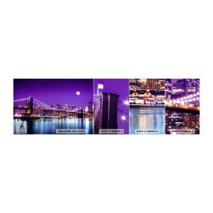Vzor Fototapety Samolepicí Deluxe Sticker - Světla velkoměsta ve fialové - Město, New York, Brooklynský most - 100x30 cm