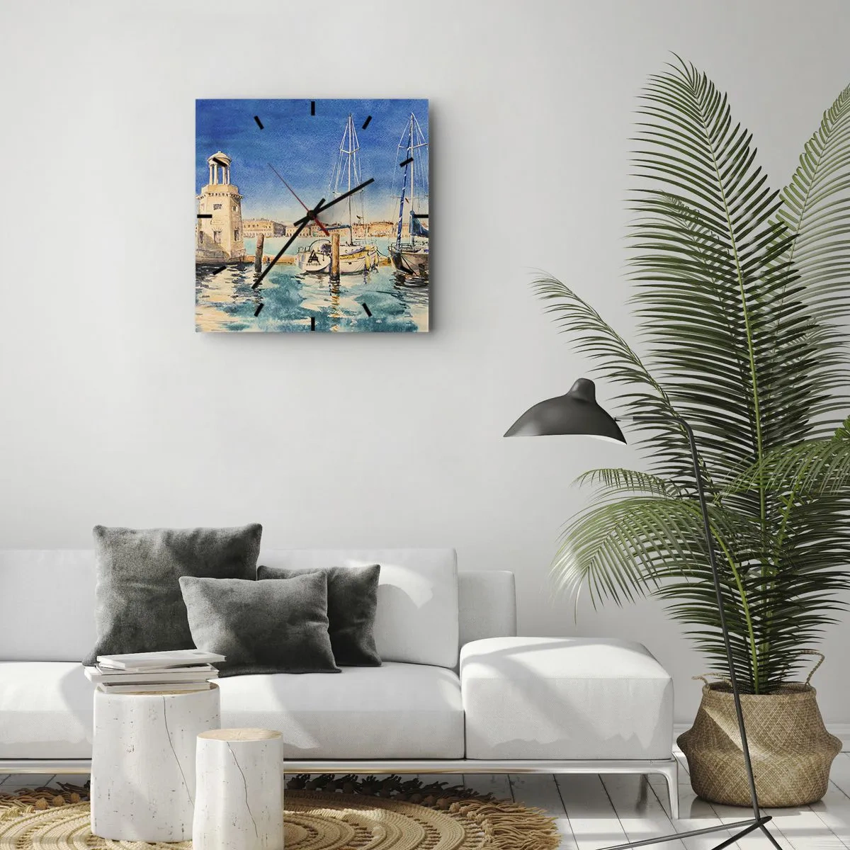 Nástěnné hodiny - Slunečná laguna - 40x40 cm