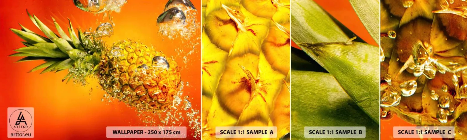 Fototapeta Vzorek Standard Eco - Tropická šťavnatá svěžest - Ovoce, Ananas, Voda - 100x30 cm