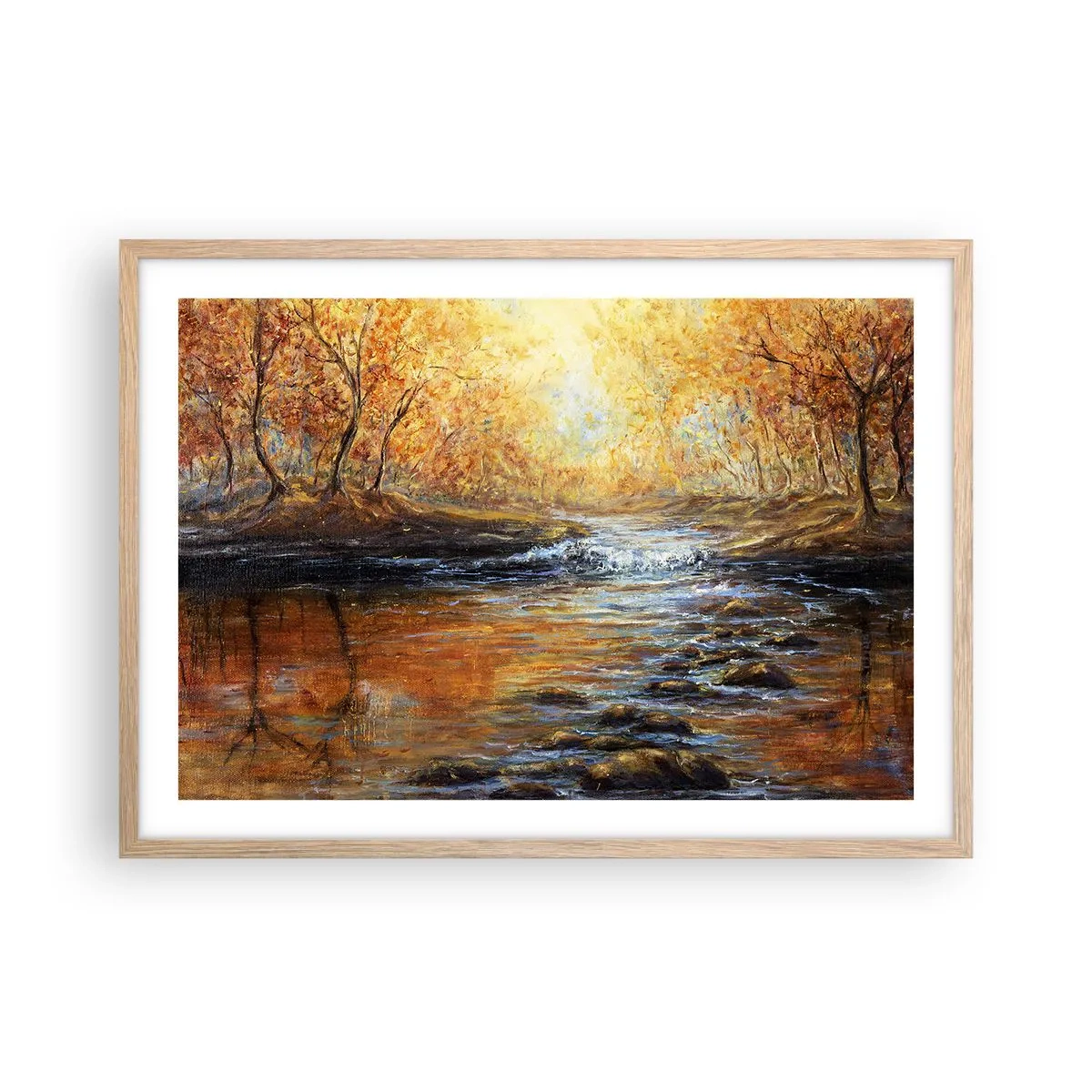 Plakát v rámu světlý dub - Zlatý potok - 70x50 cm