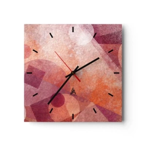 Nástěnné hodiny - Geometrické proměny v růžové - 30x30 cm