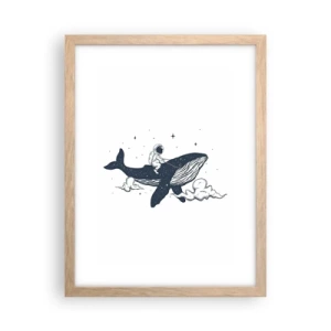 Plakát v rámu světlý dub - Vesmírné dobrodružství - 30x40 cm