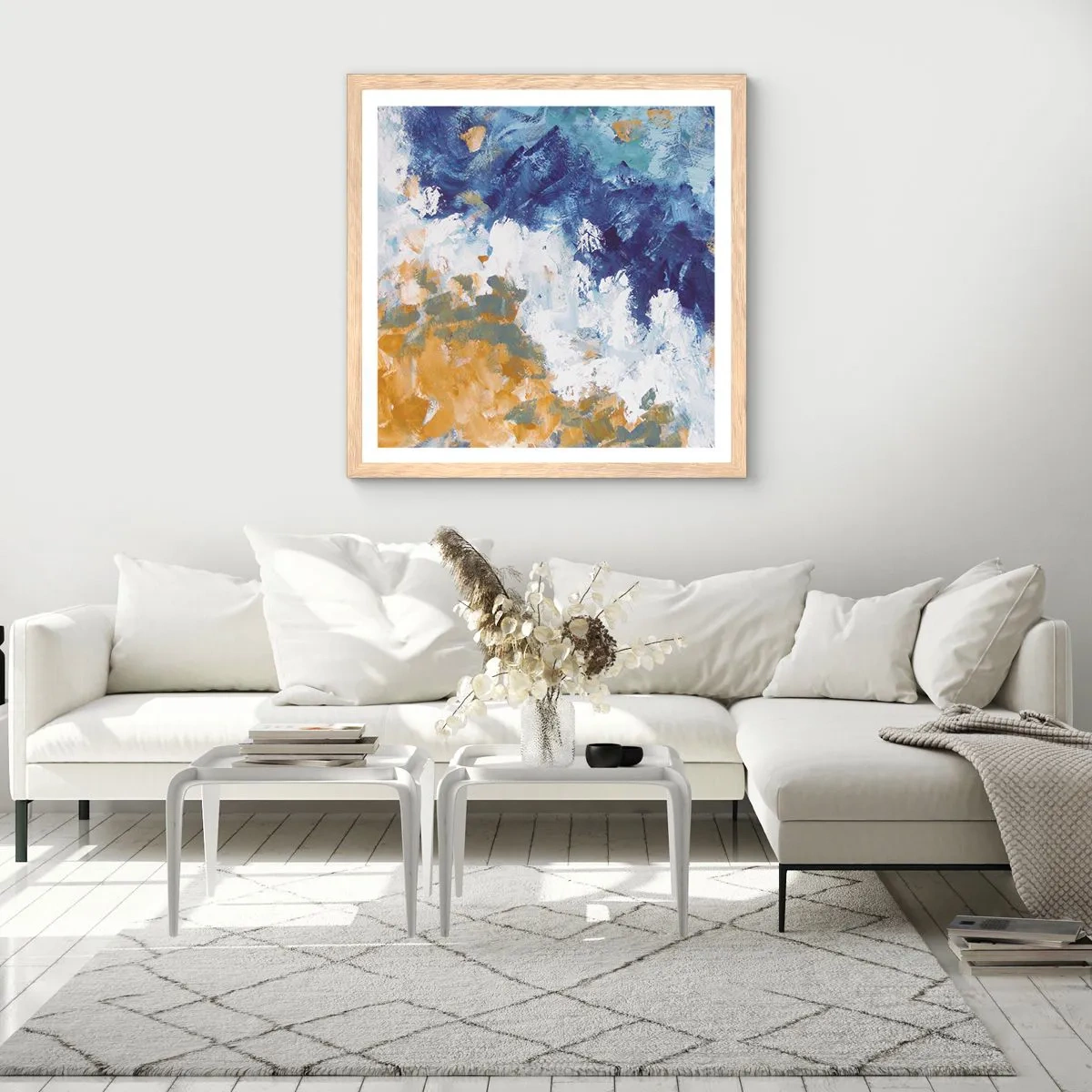 Plakát v rámu světlý dub - Tanec živlů - 40x40 cm