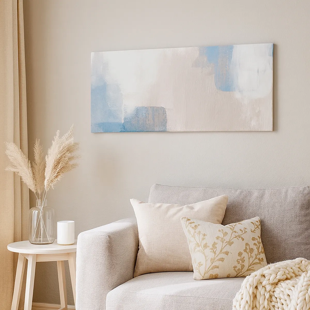 Obraz na plátně - Růžová abstrakce za modrým závojem - 30x30 cm