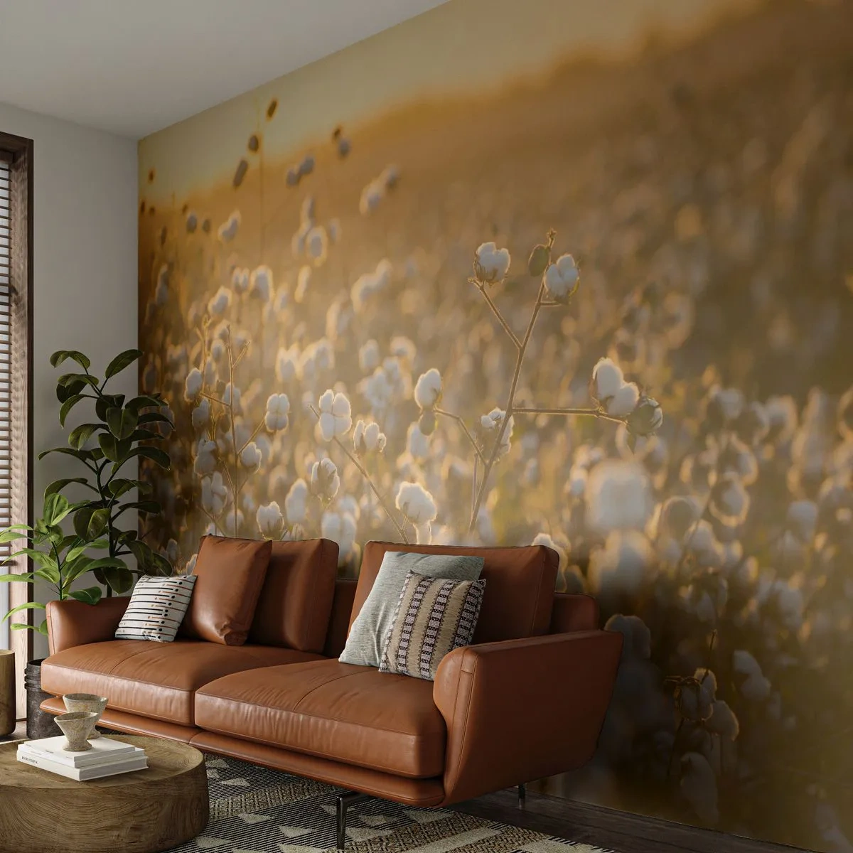 Fototapeta Premium Canvas - Chlupaté pole - Bavlněné pole, Asie, Příroda - 450x315 cm