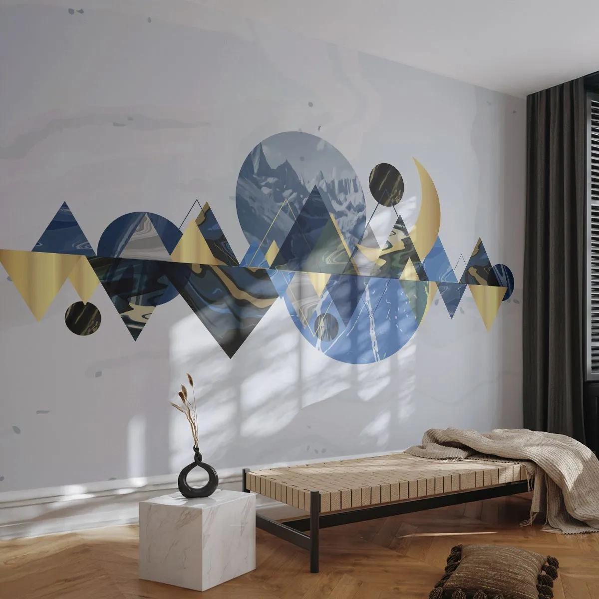 Fototapeta Samolepicí Deluxe Sticker - Geometrická krajina - Abstrakce, hory, Kus - 450x315 cm