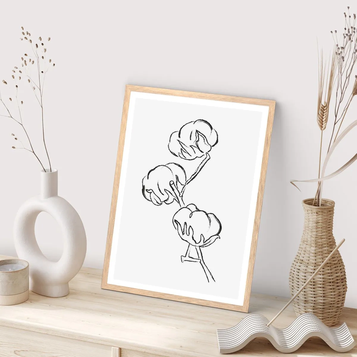 Plakát v rámu světlý dub - Bavlněné chmýří - 70x100 cm