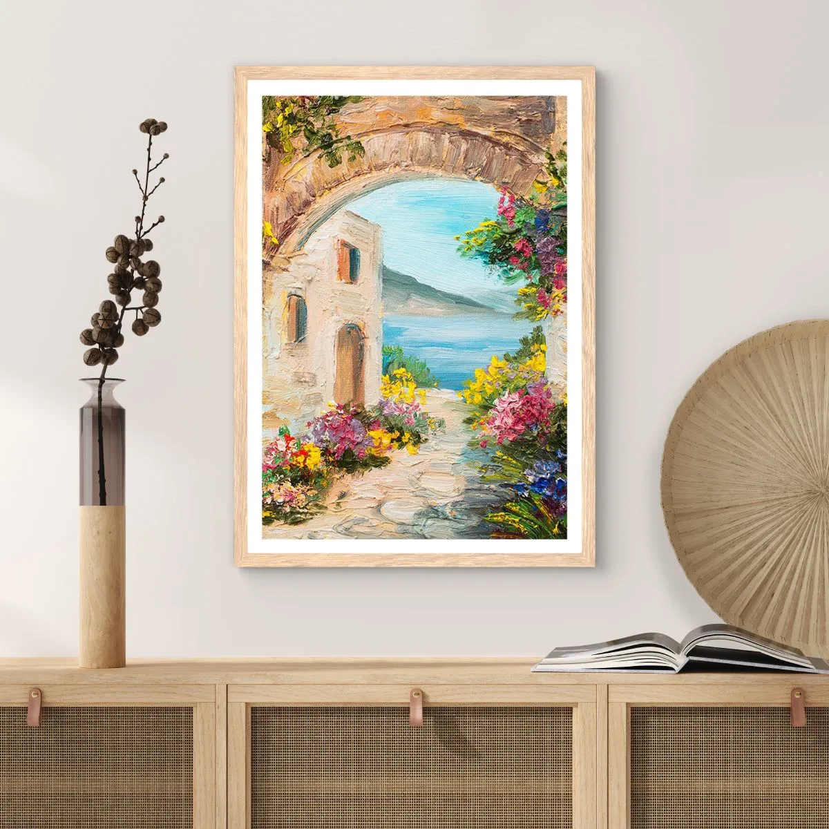 Plakát v rámu světlý dub - Půvab pobřežní krajiny - 70x100 cm