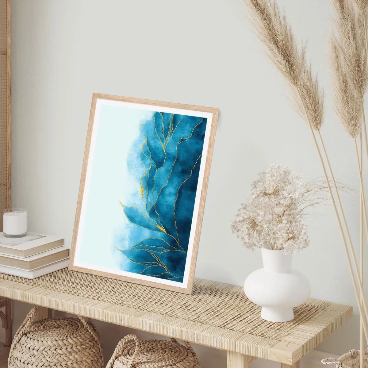 Plakát v rámu světlý dub - Blankyt ve zlatě - 70x100 cm