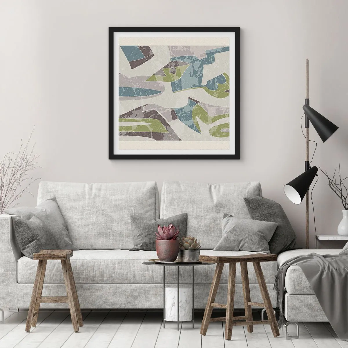 Plakát v černém rámu - Kompozice za sklem - 30x30 cm