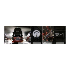 Vzor Fototapety Premium Sand - Stojí a sápe, funí a fouká - Parní lokomotiva, Vlakové nádraží, Automobilový průmysl - 100x30 cm