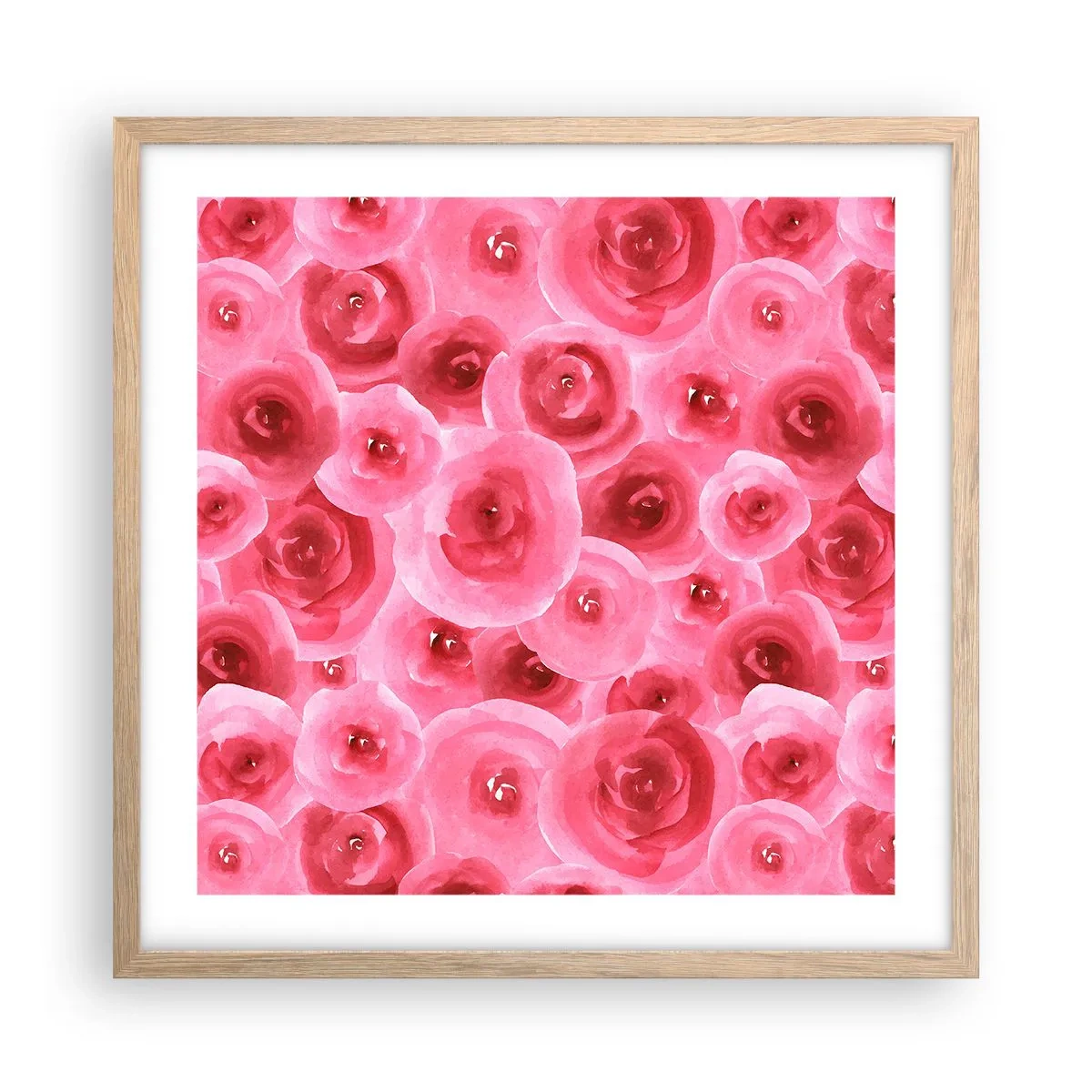 Plakát v rámu světlý dub - Růže dole i nahoře - 50x50 cm