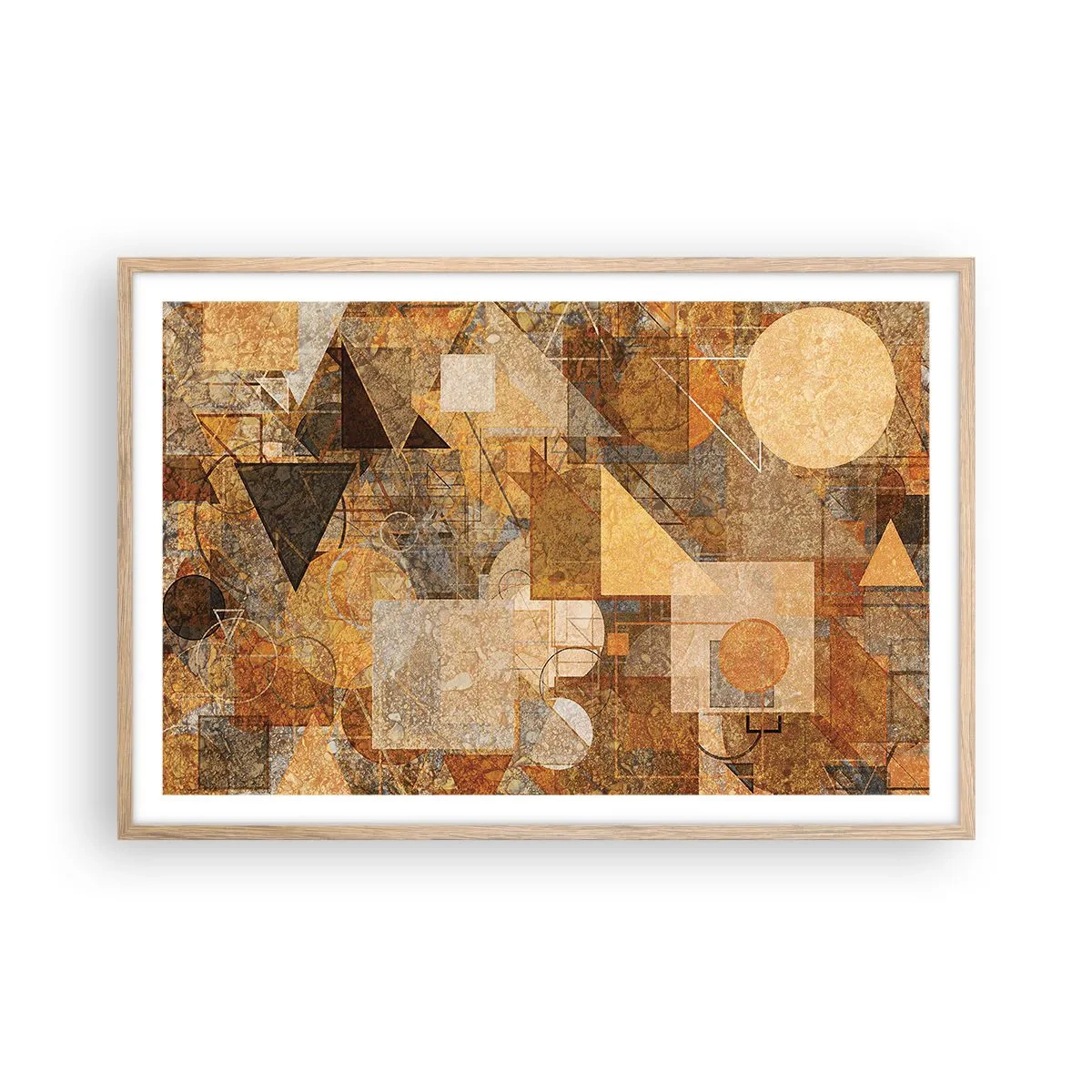 Plakát v rámu světlý dub - Kubistická bronzová studie - 91x61 cm