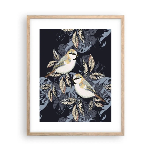 Plakát v rámu světlý dub - Žlutomodrá píseň - 40x50 cm