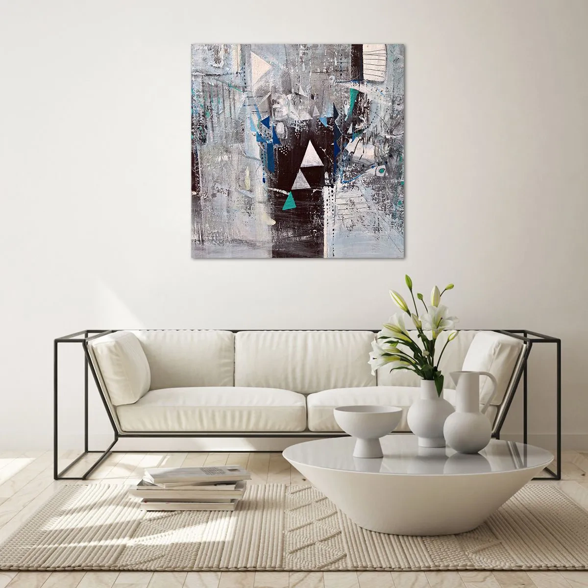 Obraz na skle - Přednostní pořadí trojúhelníků - 30x30 cm