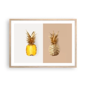 Plakát v rámu světlý dub - Ananas pro nás - 70x50 cm