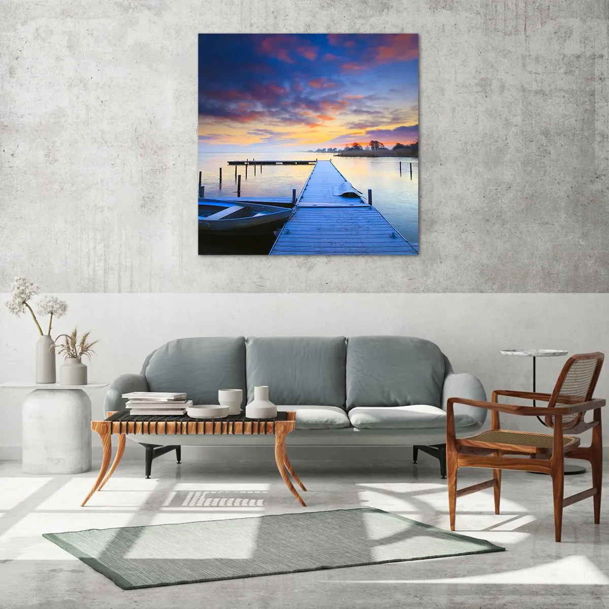 Obraz na skle - Fialovo-zlatý klid - 60x60 cm