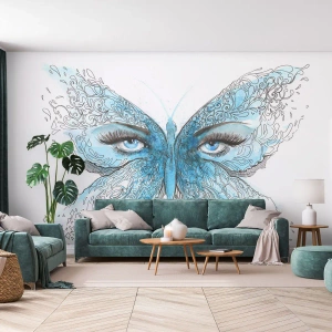 Fototapeta Premium Sand - Sýkora modřinka eros - Abstrakce, Motýl, Ženské oči - 350x256 cm