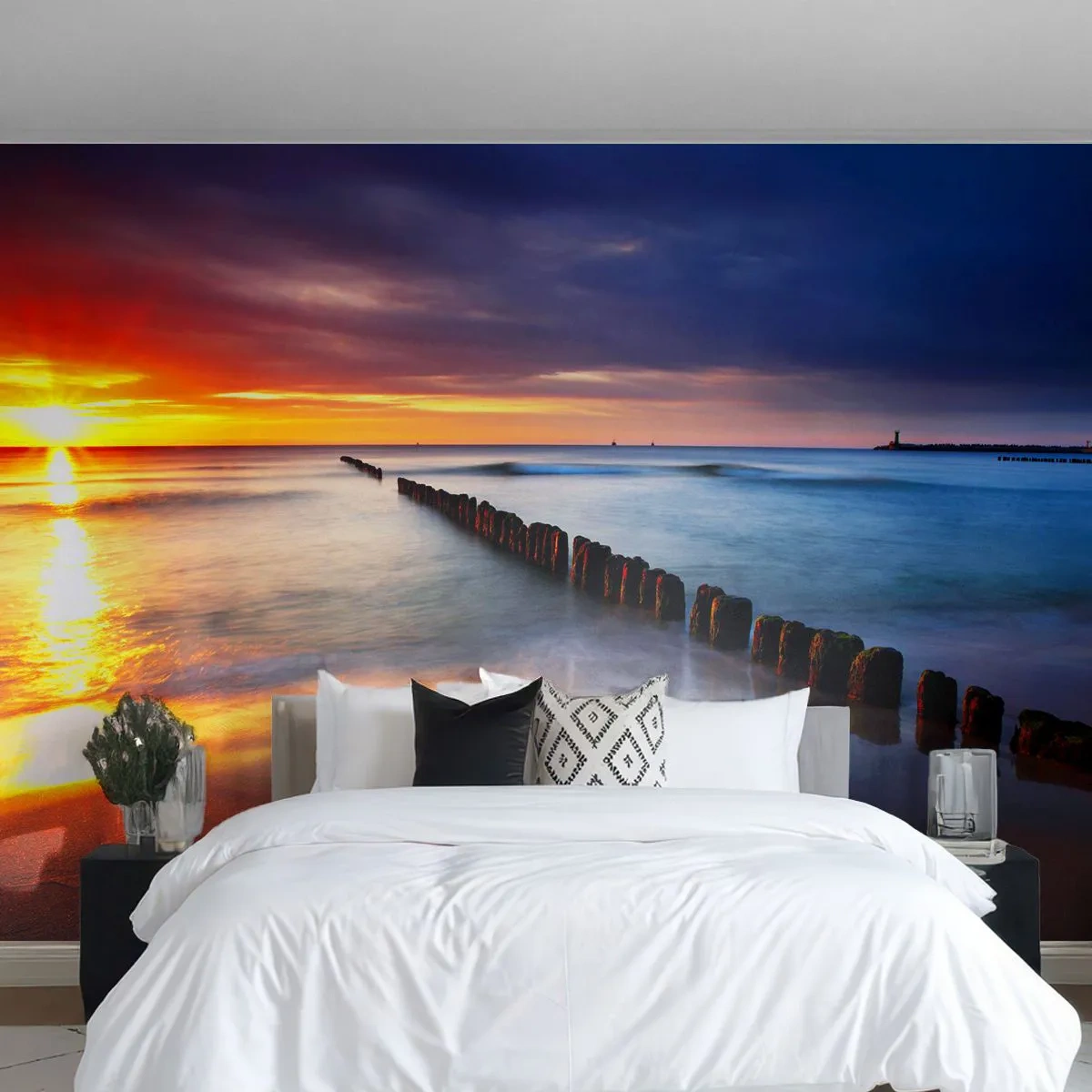 Fototapeta Premium Canvas - Poslouchej ticho - Krajina, Západ slunce, Pláž - 250x175 cm