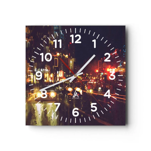 Nástěnné hodiny - Ponořená do světel noci - 40x40 cm