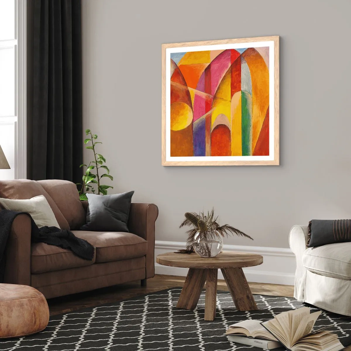 Plakát v rámu světlý dub - Katedrála slunce - 50x50 cm